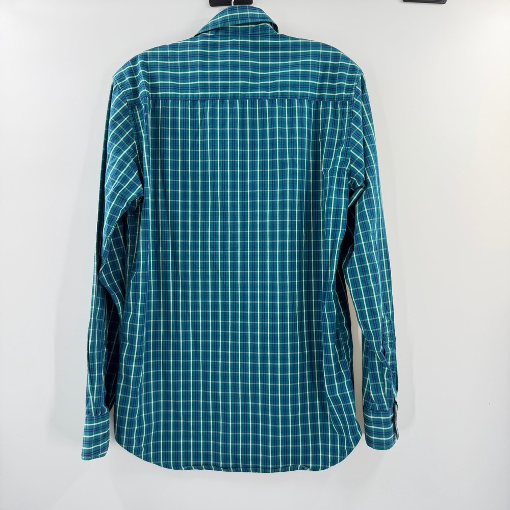 Polo Ralph Lauren Mens Green Blue Plaid Slim Fit Button Down Shirt Size M - Picture 2 of 10